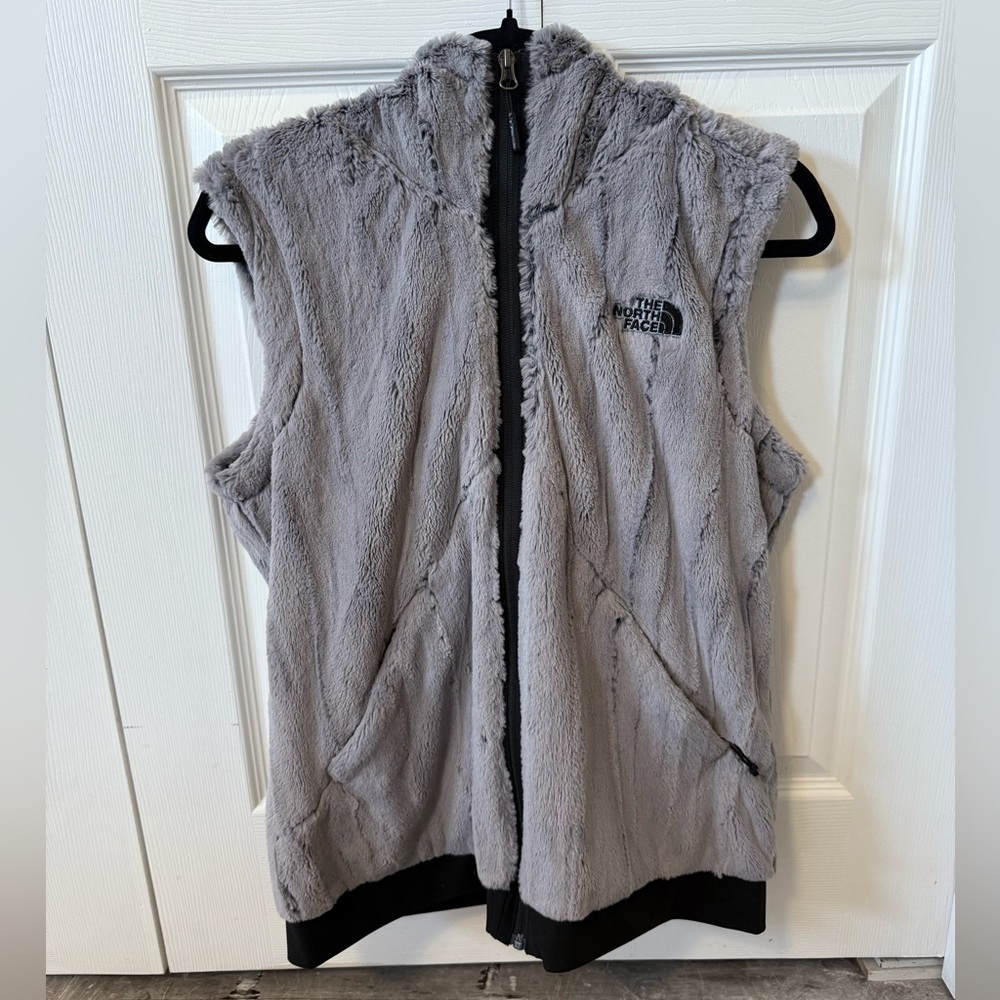 The North Face Gray Hooded Fleece Vest